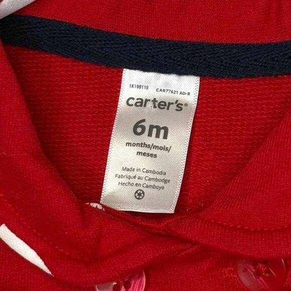 Carter's Jersey Knit Double Breasted Peplum Jacket Baby Girl 6M Red White Hearts - Picture 6 of 8